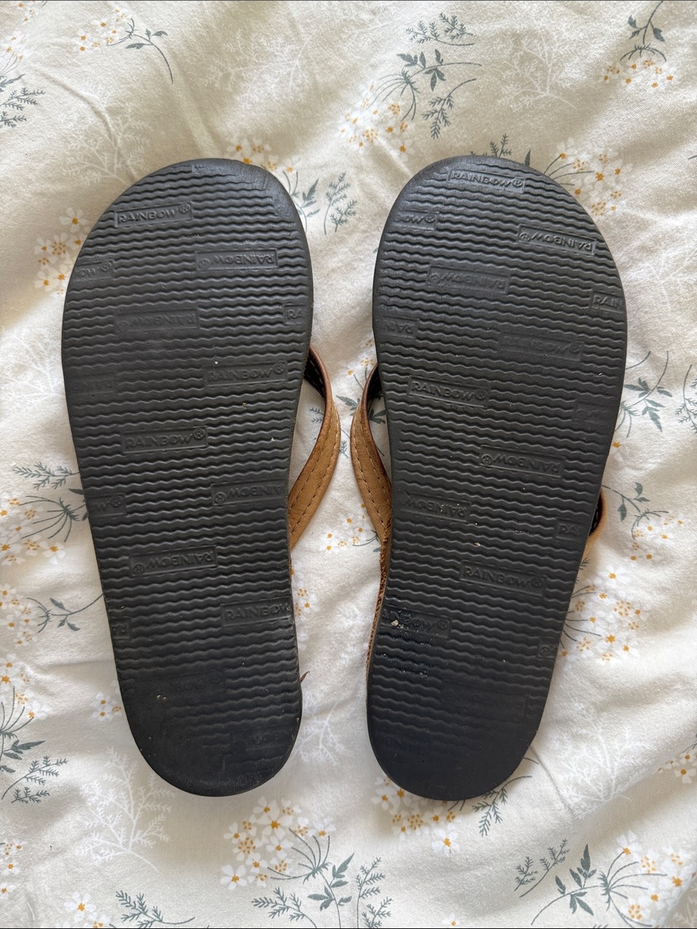 Rainbow Brown Suede Flip Flops - Picture 2 of 2